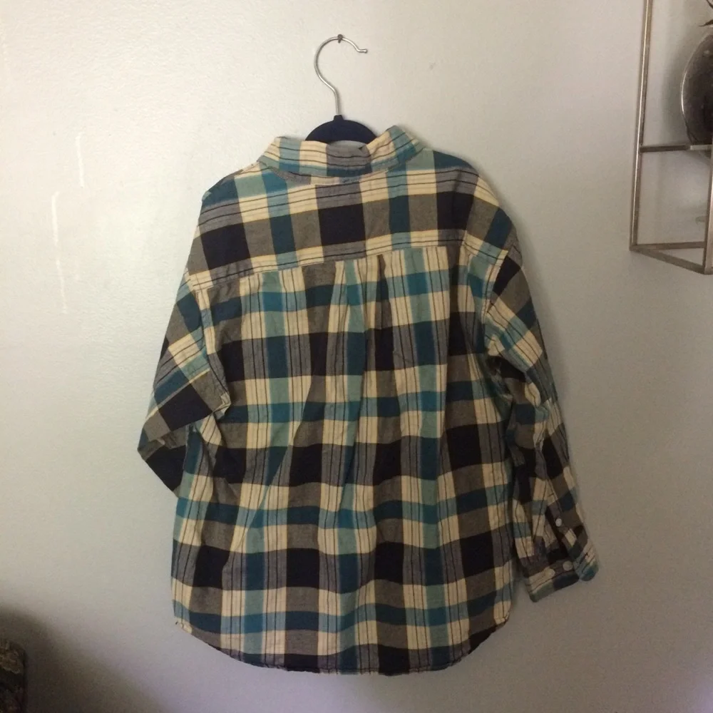 Gap Shirt Size Small 5-6 Blue the Big Oxford Plaid Flannel Button Long Sleeve